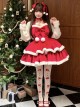 Christmas Autumn Red Velvet White Plush Bowknot Decoration Sweet Lolita Sleeveless Dress