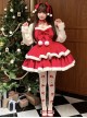 Christmas Autumn Red Velvet White Plush Bowknot Decoration Sweet Lolita Sleeveless Dress