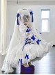 White Moon Series Chinese Style New Chinese Style Three-Dimensional Jacquard Blue Rose Bowknot Decoration Gothic Lolita Short-Sleeved Dress