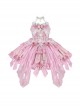 Pink Three-Dimensional Rose Bowknot Jacquard Lace Halter Design Sweet Lolita Sleeveless Dress