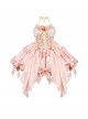 Pink Three-Dimensional Rose Bowknot Jacquard Lace Halter Design Sweet Lolita Sleeveless Dress