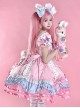 Sweet Lolita Doll Feel Candy Apron Bowknot Decorate Cute Short Sleeve Dress Set