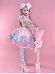 Sweet Lolita Doll Feel Candy Apron Bowknot Decorate Cute Short Sleeve Dress Set