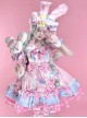 Sweet Lolita Doll Feel Candy Apron Bowknot Decorate Cute Short Sleeve Dress Set