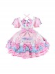 Sweet Lolita Doll Feel Candy Apron Bowknot Decorate Cute Short Sleeve Dress Set