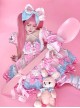 Sweet Lolita Doll Feel Candy Apron Bowknot Decorate Cute Short Sleeve Dress Set