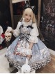 Gothic Style Alice Poker Black-White Plaid Printing Gray Blue Gothic Lolita Sleeveless Dress