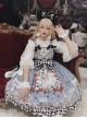 Gothic Style Alice Poker Black-White Plaid Printing Gray Blue Gothic Lolita Sleeveless Dress