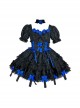 Gothic Vintage Rose Square Neck Jacquard Puff Sleeves Bowknot Decorate Hem Gothic Lolita Short Sleeve Dress Set