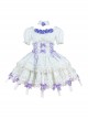 Gothic Vintage Rose Square Neck Jacquard Puff Sleeves Bowknot Decorate Hem Gothic Lolita Short Sleeve Dress Set