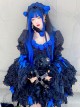Gothic Vintage Rose Square Neck Jacquard Puff Sleeves Bowknot Decorate Hem Gothic Lolita Short Sleeve Dress Set