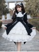 Contract Phantom Night Stone Series Gothic Girl Court Style Black White Detachable Sleeves Gothic Lolita Short-Sleeved Dress