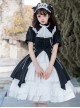 Contract Phantom Night Stone Series Gothic Girl Court Style Black White Detachable Sleeves Gothic Lolita Short-Sleeved Dress