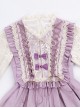 Pastoral Style Retro Elegant Lace Velvet Stitching Spring-Autumn Lace-Up Classic Lolita Long-Sleeved Dress