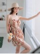 Leaf Lace Mesh Slim Fit Lace-Up Backless Sleeveless Sexy One-Piece Swimsuit