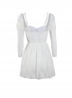 Retro Fishbone Support Lace Transparent Sleeves Elegant Long-Sleeved One-Piece Swimsuit