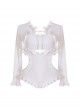 White Sexy Hollow Ruffle Sun Protection Long-Sleeved Coat Classic Lolita Sleeveless One-Piece Swimsuit Set