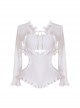 White Sexy Hollow Ruffle Sun Protection Long-Sleeved Coat Classic Lolita Sleeveless One-Piece Swimsuit Set