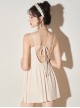 Lace Hollow Design Backless Lace-Up Summer Elegant Sleeveless One-Piece Swimsuit Set