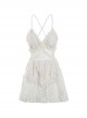 Elegant Sexy White Lace Hollow Out Backless Slim Fit Sleeveless One-Piece Swimsuit