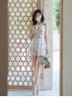 Elegant Sexy White Lace Hollow Out Backless Slim Fit Sleeveless One-Piece Swimsuit