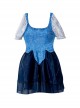 Denim Stitching Mesh Cute Puff Sleeve Conservative Square Neck Short Sleeve Skirt Style Swimsuit