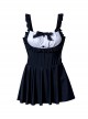 Stitching Ruffles Sweet Girly Bowknot Decoration Little Maid Outfit Sexy Backless Sleeveless One-Piece Swimsuit