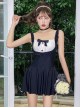 Stitching Ruffles Sweet Girly Bowknot Decoration Little Maid Outfit Sexy Backless Sleeveless One-Piece Swimsuit