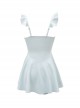 Pure Color Simple Design Slim Fit Adjustable Shoulder Strap Sleeveless One-Piece Skirt Style Swimsuit Set