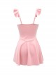 Pure Color Simple Design Slim Fit Adjustable Shoulder Strap Sleeveless One-Piece Skirt Style Swimsuit Set