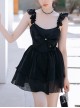 Sexy Sweet Bowknot Design Black Adjustable Shoulder Strap Sleeveless One Piece Swimsuit