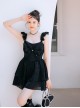 Sexy Sweet Bowknot Design Black Adjustable Shoulder Strap Sleeveless One Piece Swimsuit