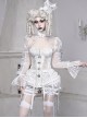 Elegant Gorgeous Stand Collar Puff Sleeve Flower Chiffon White Retro Gothic Lolita Long-Sleeved Short Coat