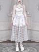 Perspective White Lace Hem Design Asymmetric Stitching V-Neck Detachable Pentagram Accessories Gothic Lolita Sleeveless Dress