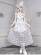 Perspective White Lace Hem Design Asymmetric Stitching V-Neck Detachable Pentagram Accessories Gothic Lolita Sleeveless Dress