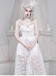 Perspective White Lace Hem Design Asymmetric Stitching V-Neck Detachable Pentagram Accessories Gothic Lolita Sleeveless Dress