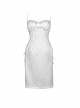 White Embossed Thorn Jacquard Sexy Hollow Stitching Lace-Up Slim Simple Gothic Sleeveless Dress