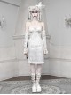 White Embossed Thorn Jacquard Sexy Hollow Stitching Lace-Up Slim Simple Gothic Sleeveless Dress