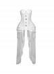 Palace Style White Slim Fit Lace Fishbone Corset Perspective Stitching Design Gothic Sleeveless Corset Set