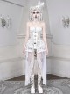 Palace Style White Slim Fit Lace Fishbone Corset Perspective Stitching Design Gothic Sleeveless Corset Set