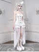 Palace Style White Slim Fit Lace Fishbone Corset Perspective Stitching Design Gothic Sleeveless Corset Set