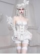 Palace Style White Slim Fit Lace Fishbone Corset Perspective Stitching Design Gothic Sleeveless Corset Set