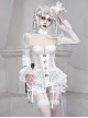 Palace Style White Slim Fit Lace Fishbone Corset Perspective Stitching Design Gothic Sleeveless Corset Set