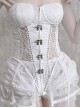 Palace Style White Slim Fit Lace Fishbone Corset Perspective Stitching Design Gothic Sleeveless Corset Set