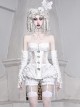 Embossed Jacquard Stitching Flower Chiffon Cross Lace-Up Design White Gothic Hand Sleeve