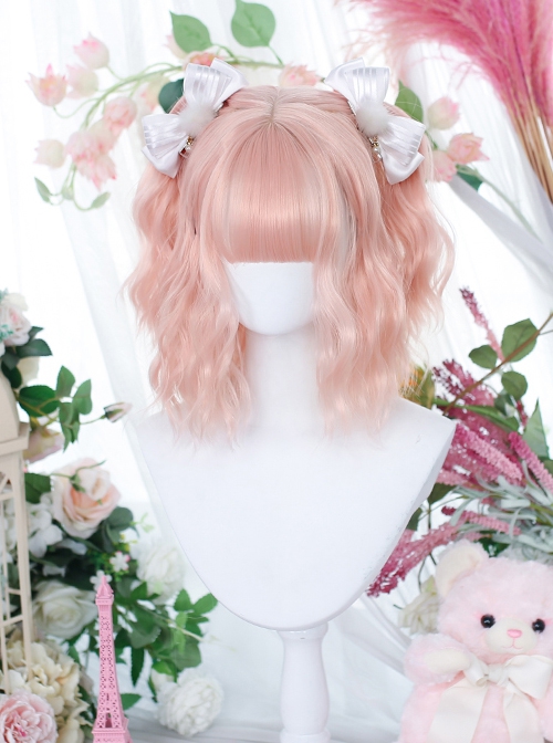 Cute Pink Qi Bangs Irregular Curly Short Curly Hair Sweet Lolita Wig