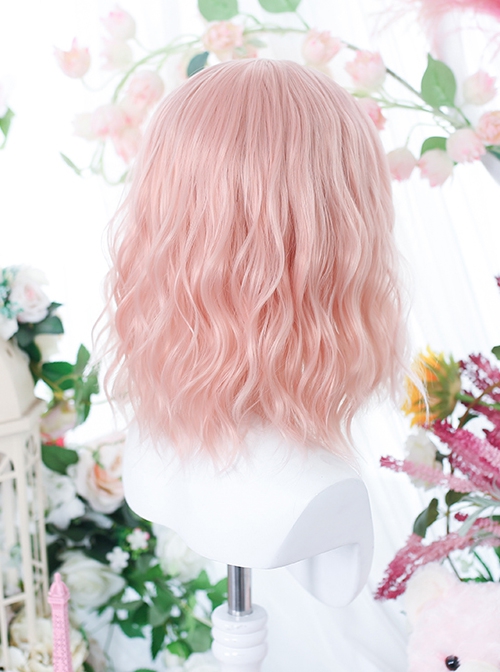 Cute Pink Qi Bangs Irregular Curly Short Curly Hair Sweet Lolita Wig