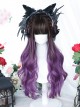 Grape Ice Series Gentle Gradient Purple Air Bangs Long Curly Hair Classic Lolita Wig