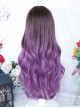 Grape Ice Series Gentle Gradient Purple Air Bangs Long Curly Hair Classic Lolita Wig