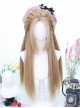 Natural Middle Score Bangs Golden Long Straight Hair Classic Lolita Wig